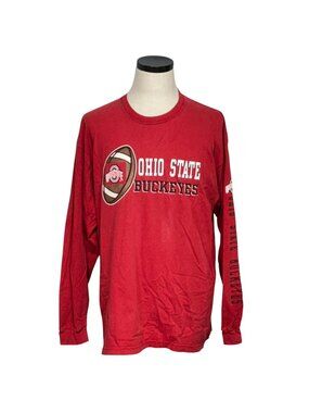 Ohio State Buckeyes Red Long Sleeve Team Starter Shirt Mens Large 100% Cotton